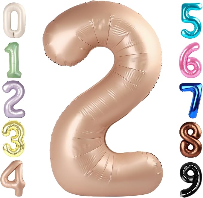 2 Balloon Number 40 Inch Light Brown Balloons by Mluchee