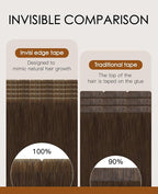 VINBAO Invisi Edge Tape in Hair Extensions Human Hair, 18in 50g 20pcs Chocolate Brown Injected Tape in Extensions Seamless Natural De Cabello Humano Thick Ends 18inch #4