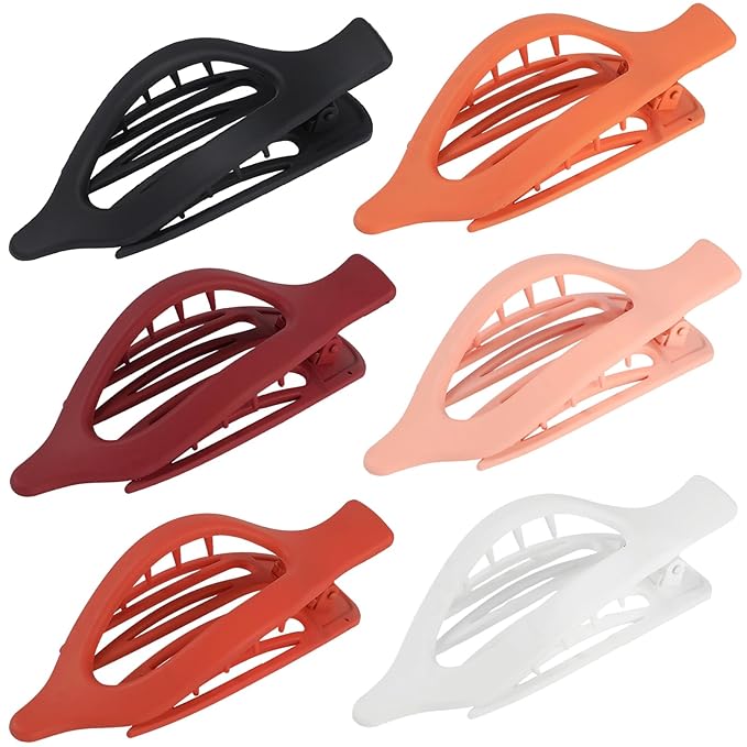 Flat Hair Clips for Women - 6 PCS French Flat Claw Clips Medium Hair Clips for Girls Large Hair Claw Clips for Thick or Thin Hair Strong Hold No Slip Hair Accessories for women (Orange)