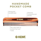 Kent FOT Tortoise Fine Tooth Comb for Men - Handmade Pocket Comb for Travel, Styling, Fine or Thinning Hair, Mustache and Beard Care Handpolished Saw-Cut Made in England