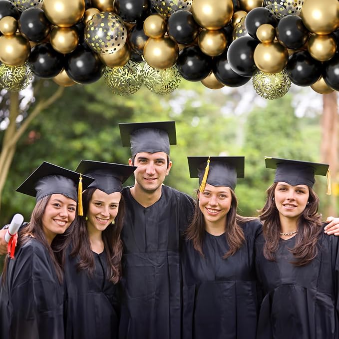 Balloons Black Gold, 60 Packs 12 Inch Black Metallic Chrome Gold Latex Balloons - Image 5