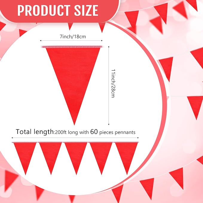 Tatuo 200 Feet Solid Pennant Banners Flags String Triangle Hanging DIY Bunting - Image 2