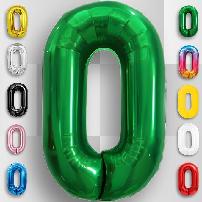 Green Number Balloon 0 Mylar Foil Balloons 16 Inch - Image 3