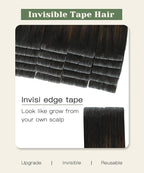SURNEL Injected Tape in Extensions Human Hair 18 Inch Natural Black to Medium Brown and Caramel Blonde Invisible Tape in Extensions 20 Pcs40g(#1B427,18)