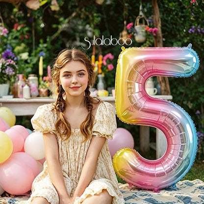 Rainbow Gradient Number 5 Balloon 40 Inch Big Large Balloons 0-9 | 5th Helium - Image 3