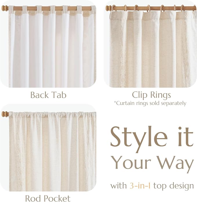jinchan Floral Linen Curtains - Image 6