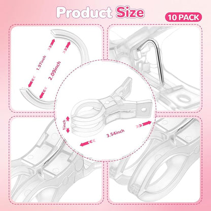 EMART 10 Pack Balloon Arch Clips Plastic Clear Large Towel Clips 3.5 Inch Heavy - Image 7