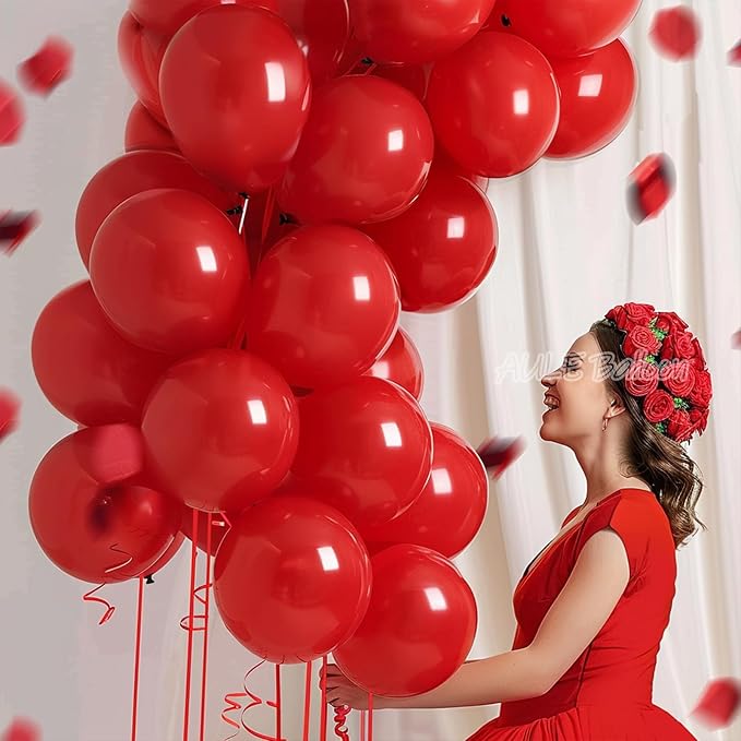 AULE 50Pcs Latex 12 Inch Red Balloons Helium Shiny Thicken Balloon | Perfect - Image 4