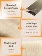 DOORES Tape in Balayage Light Ash Brown to Ash Blonde 20 Inch 40pcs 100g Human Hair Extensions Real Human Hair Straight Skin Weft