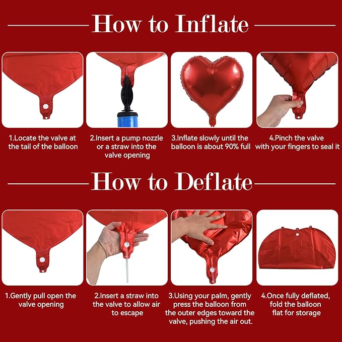 TONIFUL 15 Pack 18 Inch Matte Red and Gold Heart Foil Balloons – Mylar Heart - Image 6