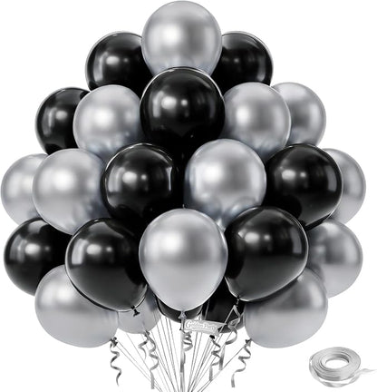 Black and Silver Balloons, Baby Shower, Anniversary, Graduation, Wedding Party by GoldenParty