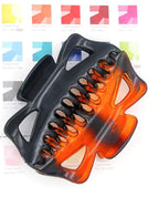 Large Hair Claw Clips for Long Thick Hair Women 5 Inches Big Plastic Claw Clamps 2pcs In Set Hair Accessories Clips (Butterfly-Black+Amber)