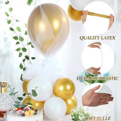 BBTO 8 Set Gold and White Table Centerpieces Balloons Stand Kit, Latex Balloons - Image 4