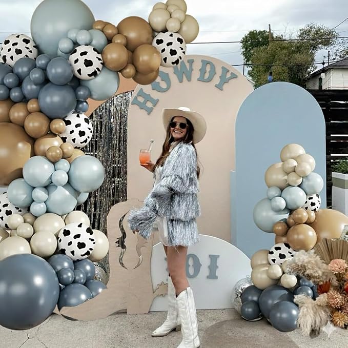Cowboy Dusty Blue Cow Balloon Arch Kit, Birthday Party Decoration | Light Blue - Image 2