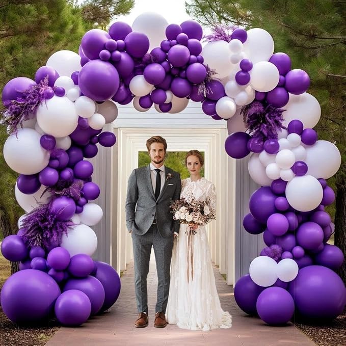 Dark Purple Balloons-Double Stuffed Lavender Balloon Garland Different Sizes - Image 5