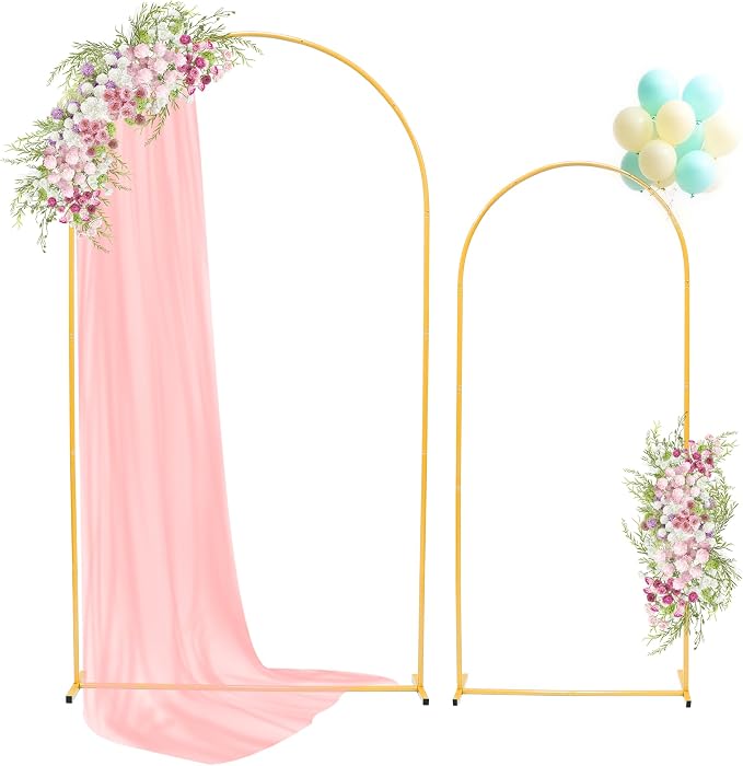 Toodour Arch Backdrop Stand 7.2FT, 6FT Set of 2 Gold Metal Wedding Balloon Arch by Toodour