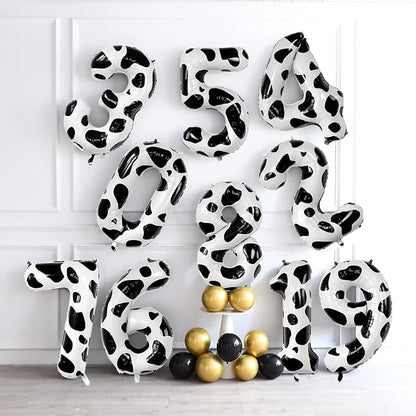 40 Inch Cow Print Number 10 Balloon, Large Black & White Mylar Foil Number - Image 6