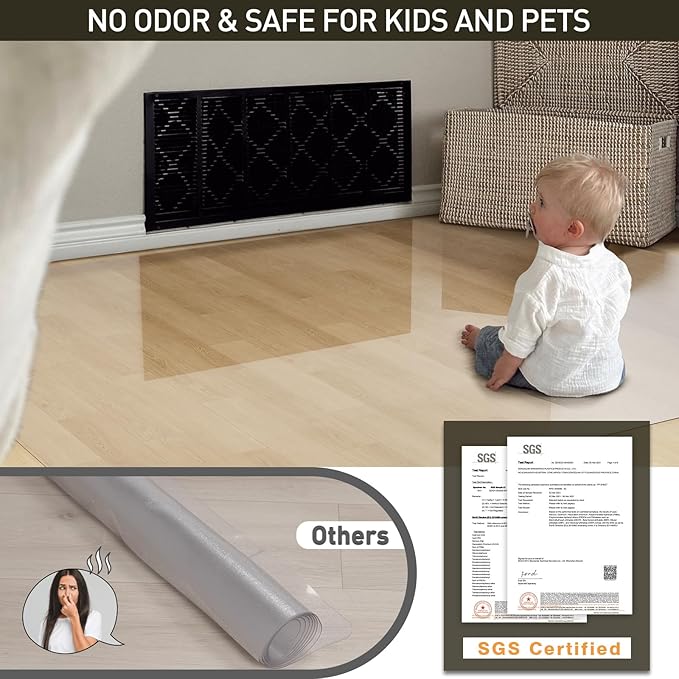 Area Floor Mat for Home, 5'×7' Large Transparent No Slip Waterproof Vinyl Area Rug, Spill Resistant Hard Floor Protector Cover for Kitchen, Easy Clean Splat Mat for Under High Chair