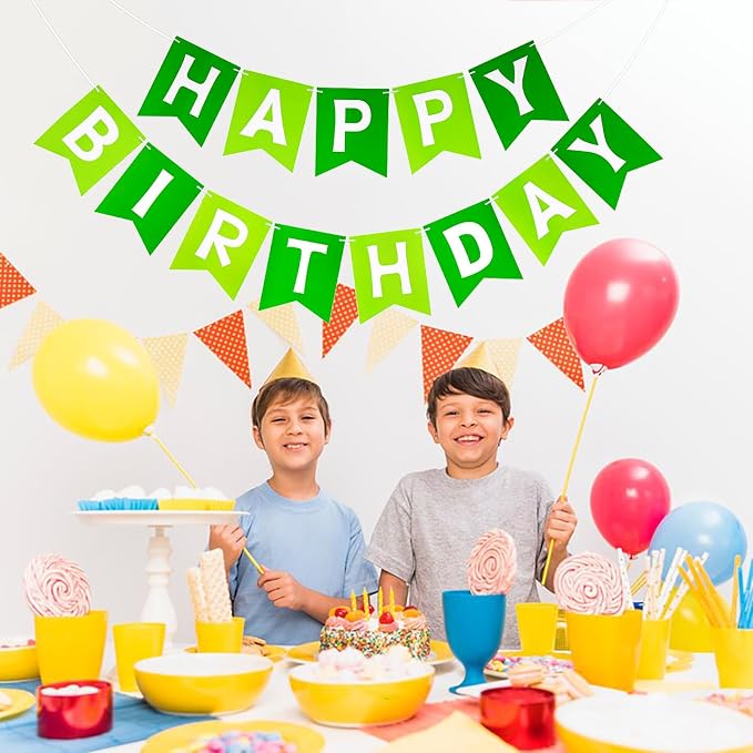 Green Happy Birthday Banner Greenery Theme Birthday Party Supplies Birthday - Image 3