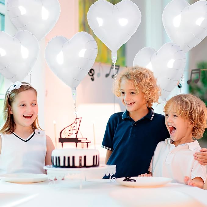 12 Pcs White Heart Balloons, 18 Inch Heart Foil Balloons Love Balloon Valentine - Image 6