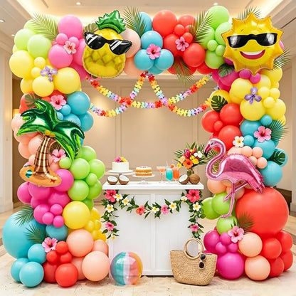 161pcs Summer Tropical Balloon Arch Garland Kit -Hot Pink Red Orange Green - Image 5