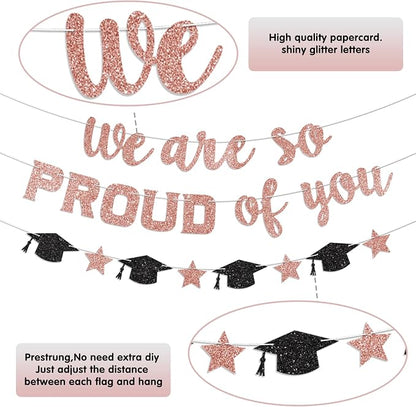 We are So Proud of You Banner Prestrung Rose Gold Graduation Banner Graduation - Image 3