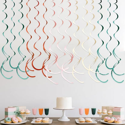 36 Pcs Boho Hanging Swirl Decorations Aqua Green Orange Pink Beige Felt Swirl - Image 5