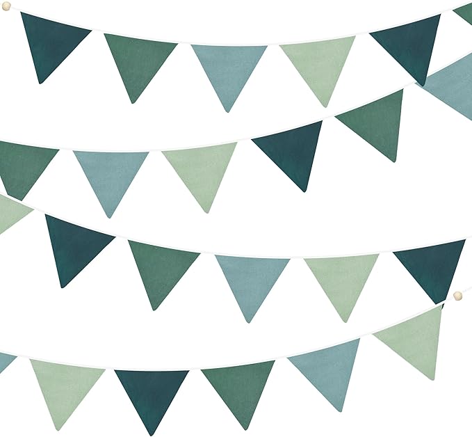 2 Sets of Gradient Dark Green Pennant Banner 24Pcs Nursery Garland Flags Sage by pinkblume