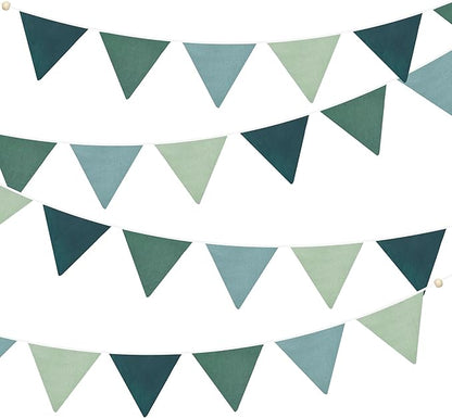 2 Sets of Gradient Dark Green Pennant Banner 24Pcs Nursery Garland Flags Sage by pinkblume