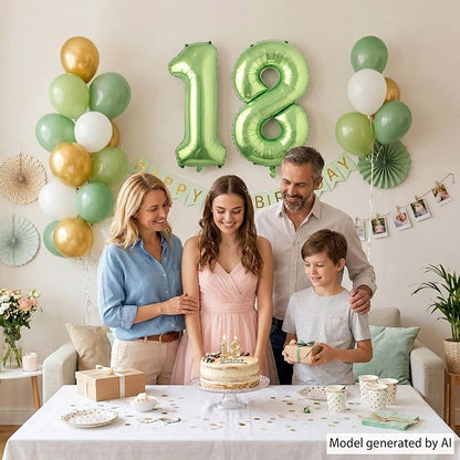 Light Green Number 18 Balloon 40 Inch, Shiny Double Digit Party Supplies | - Image 2