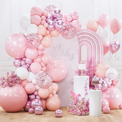 PartyWoo Light Pink Balloon Arch Kit 142pcs Baby Pink Balloons | Pastel Pale by PartyWoo