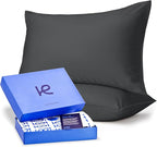 Kickoff Viscose Bamboo Pillowcase, Queen, Set of 2, 100% Organic Hidden Zippered Viscose Bamboo Pillow Case Queen Size, Cooling Pillow Cover for Hot Sleepers (20"x30", Pewter)