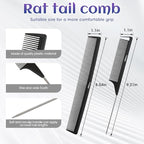 2Pcs Combs for Women and Men，Professional Black Carbon Fiber Teasing Comb，Combs for Hair Stylist, Fine and Wide Tooth Styling Comb for All Hair Types（Style 1）