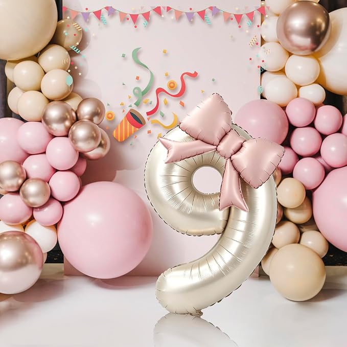 40 Inch Cream Number 9 Balloon - Image 5