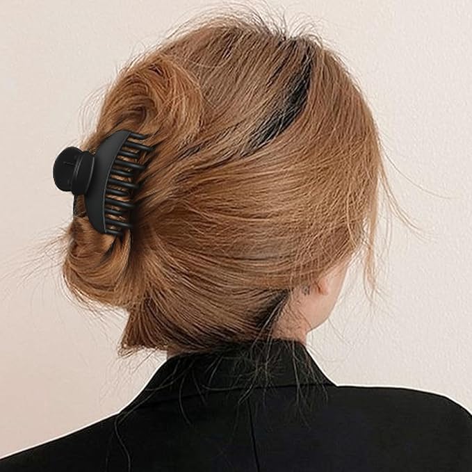 DEEKA 4 PCS 2.5 Inch Hair Claw Clips Double Row Teeth Matte Hair Jaw Clips Hair Barrettes Thick Medium Thin Hair Clips for Women (Black)