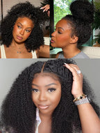 Julia Hair Bye Bye Knots 4C Kinky Curly Glueless Natural Hair Wig 7x5 Pre Cut HD Lace Front Kinky Edges Hairline Wig Pre Bleached Pre Plucked Virgin Hair with Baby Hair for Black Women 20 Inch