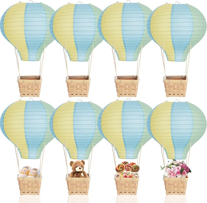 Meooeck 8 Sets Hot Air Balloon Tables Centerpieces, 11.8'' Paper Lantern Party - Image 7
