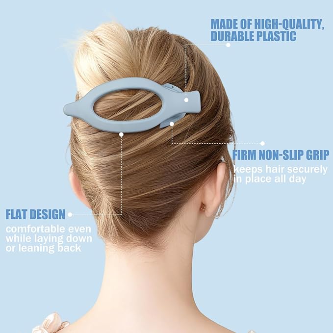 Flat Hair Clips for Women - 6 PCS French Flat Claw Clips Medium Hair Clips for Girls Large Hair Claw Clips for Thick or Thin Hair Strong Hold No Slip Hair Accessories for women (Blue)