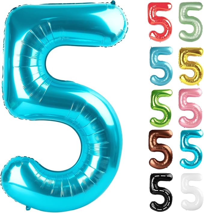 Light Blue Number 5 Balloon 40 Inch by IWERP