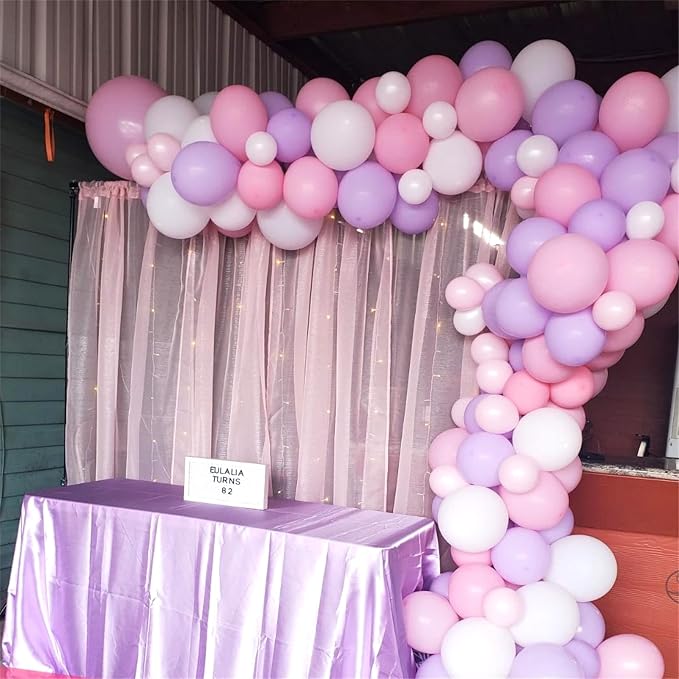 Pink and Purple Balloons, 75 Pack Pastel Purple Pink and Matte White Latex - Image 3