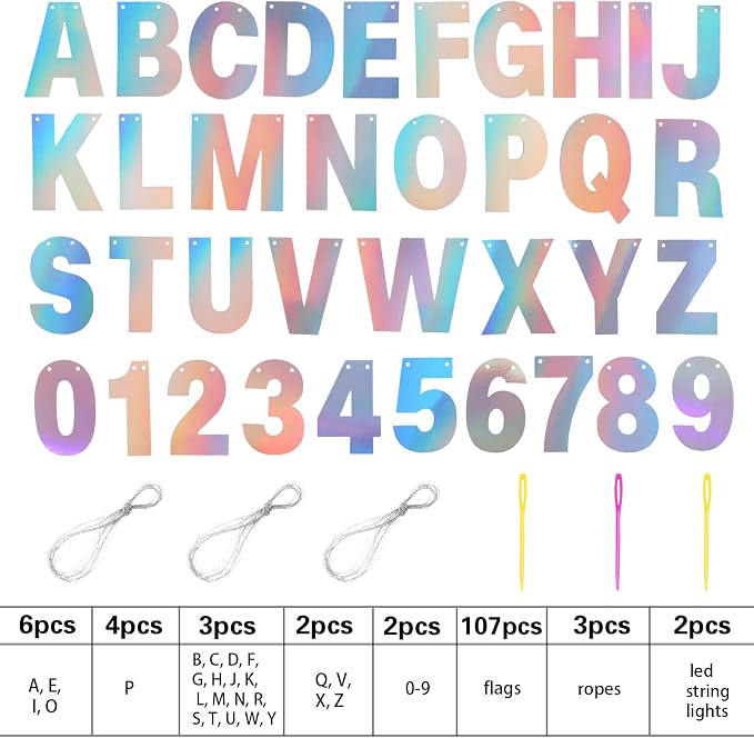 TaoBary 112 Pcs DIY Letter Kit Glitter Customizable Banner Letters Include 107 - Image 4
