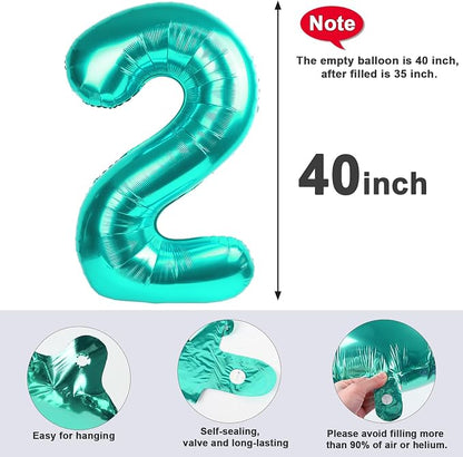 2 Balloon Numbers 40Inch Blue Green Party Decorations - Image 6