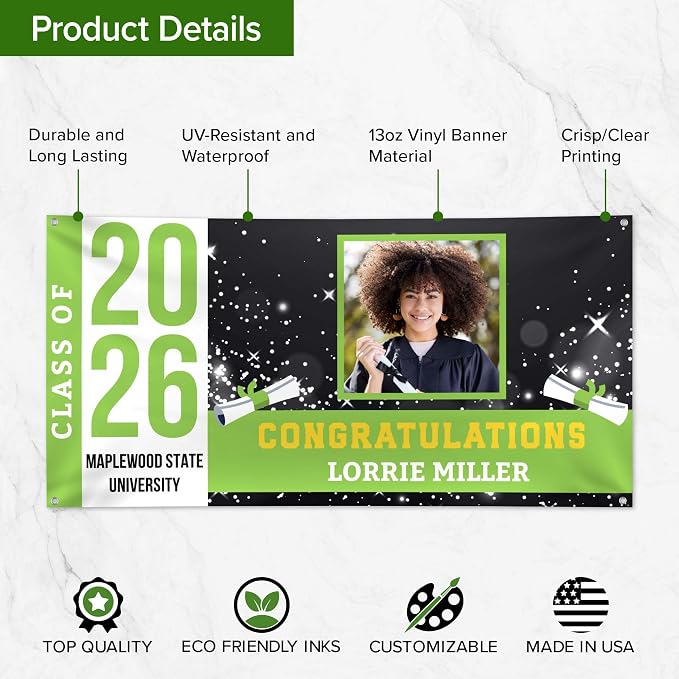 Graduation Banner, Personalized Class of 2026 Photo Graduation Decorations - Image 7