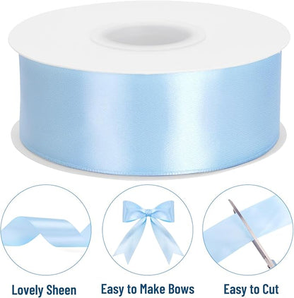 KINGLAKE Light Blue Satin Ribbon – 1-1/2 Inch x 2 Rolls Baby Blue Ribbon - Image 3