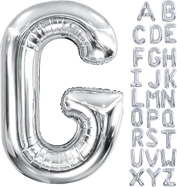 40 Inch Silver Letter Balloon, Large Foil Alphabet Balloons Birthday by Aeniaza