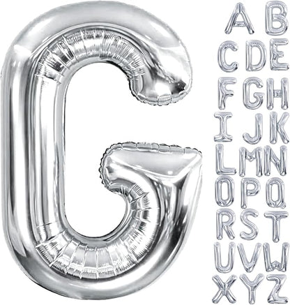 40 Inch Silver Letter Balloon, Large Foil Alphabet Balloons Birthday by Aeniaza