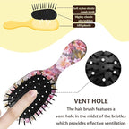 Mini Hair Brush,Cute Detangling Travel Hair Brush,Soft Bristles for Effortless Tangle Removal,Detangler Hairbrush for Women Men Boys Girls Kids Wet Dry All Hair Types (Pink Flowers, Mini)