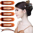 RC ROCHE 6 Pcs Flat Claw Hair Clips for Women Lay Down Barrettes No Crease Side Slide Thick Long Hair Duckbill French Against Head Jaw Claw Styling Clamp, Medium Brown