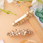 Joez Wonderful Rhinestone Hair Clips, Bridal Hair Accessories for Women, Sparkly Crystal Hair Pins, Fancy Hair Barrettes for Wedding, Bride, Long Hair (Champagne Flower, 1 Pcs)
