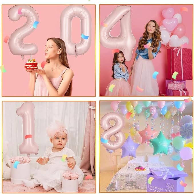 40 inch Pink Number Balloon Light Pink 2 Balloon Matte Pink Number 2 Balloon - Image 4